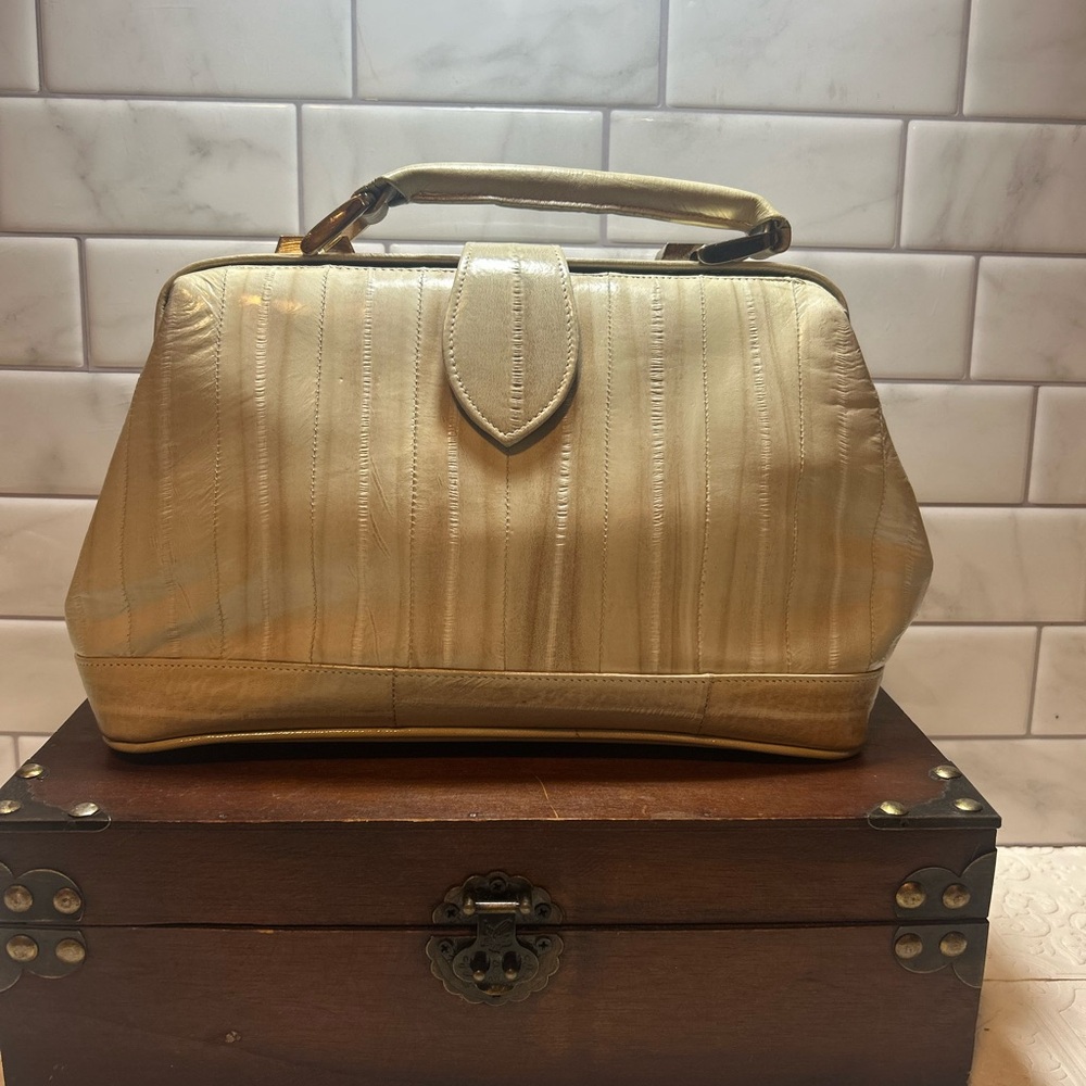 Chic Vintage Genuine Eel Skin Leather Handbag Purse